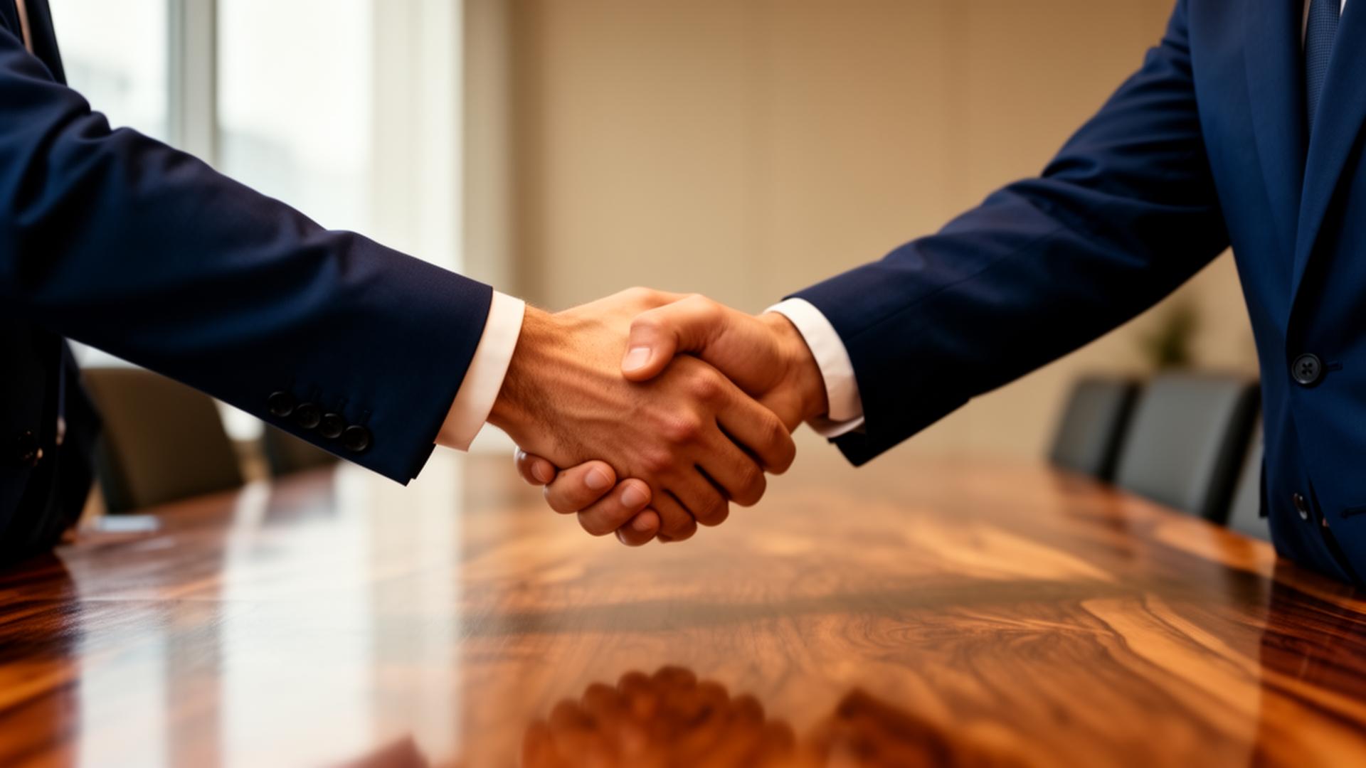 Two professionals shaking hands